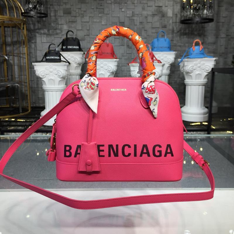 Balenciaga Bags 5188730 Cross patterned solid rose black lettering